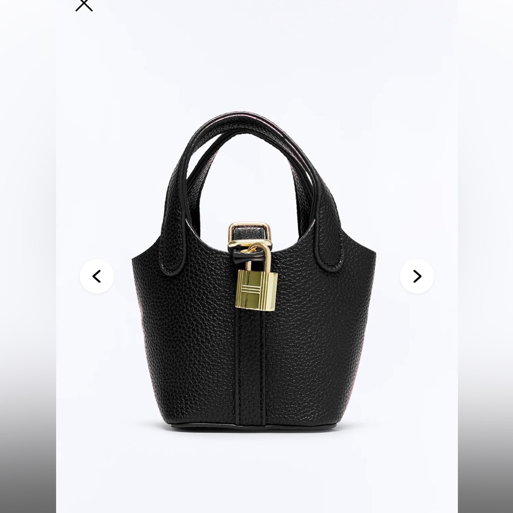 Black Mini Tote Bag with Gold Lock